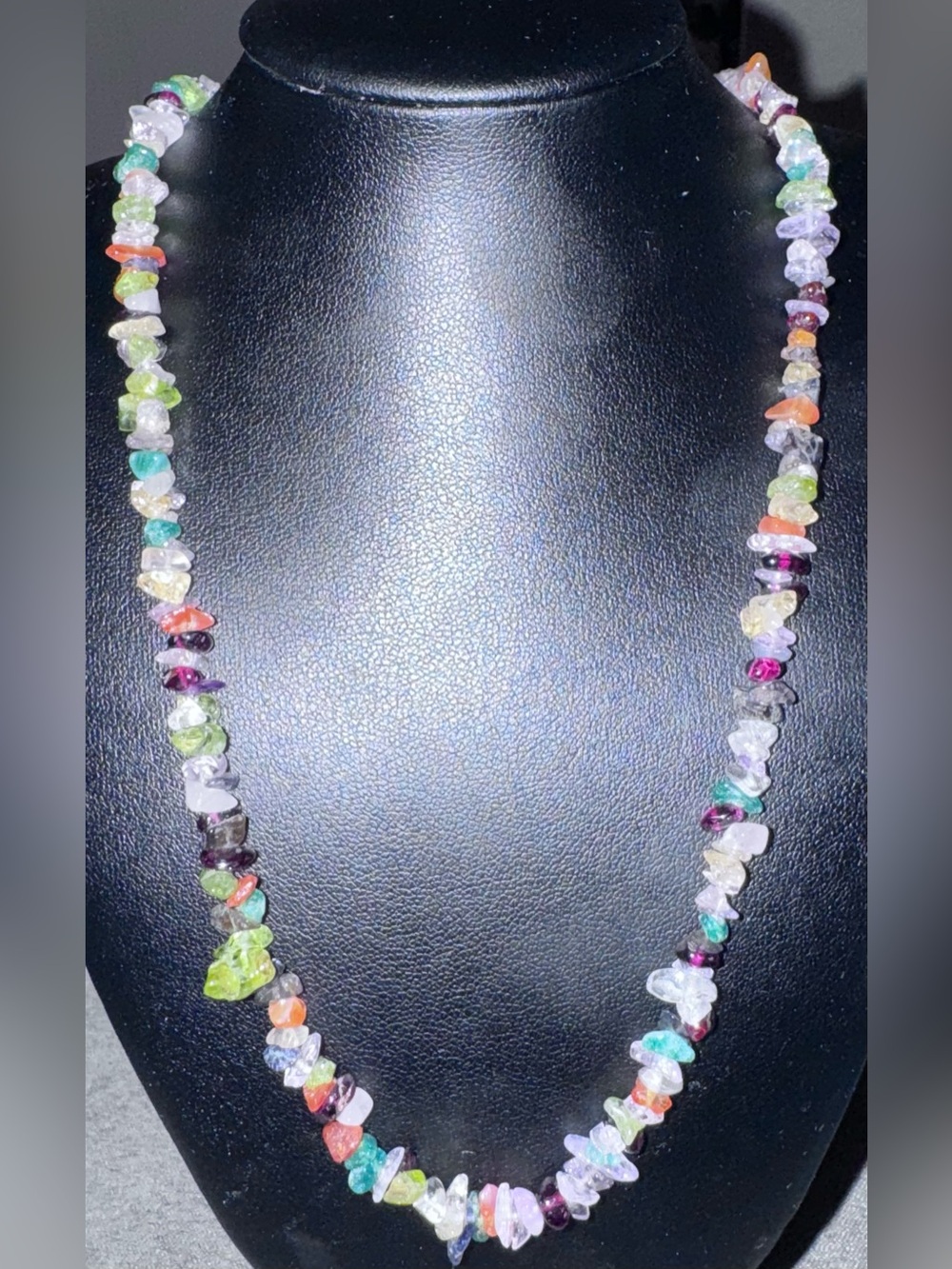 Multicolor Gemstone Chip Necklace - Irregular Tumbled Semi-precious Stones